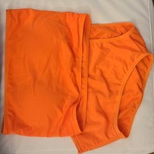 Orange tube top bikini set